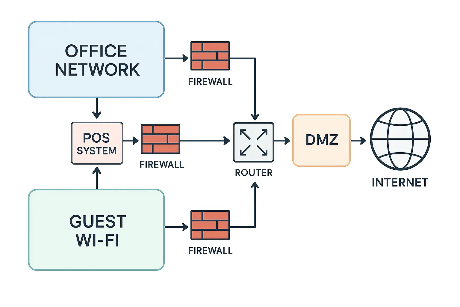 Network Segmentation Diagram Diagram showing network segmentation for small business security